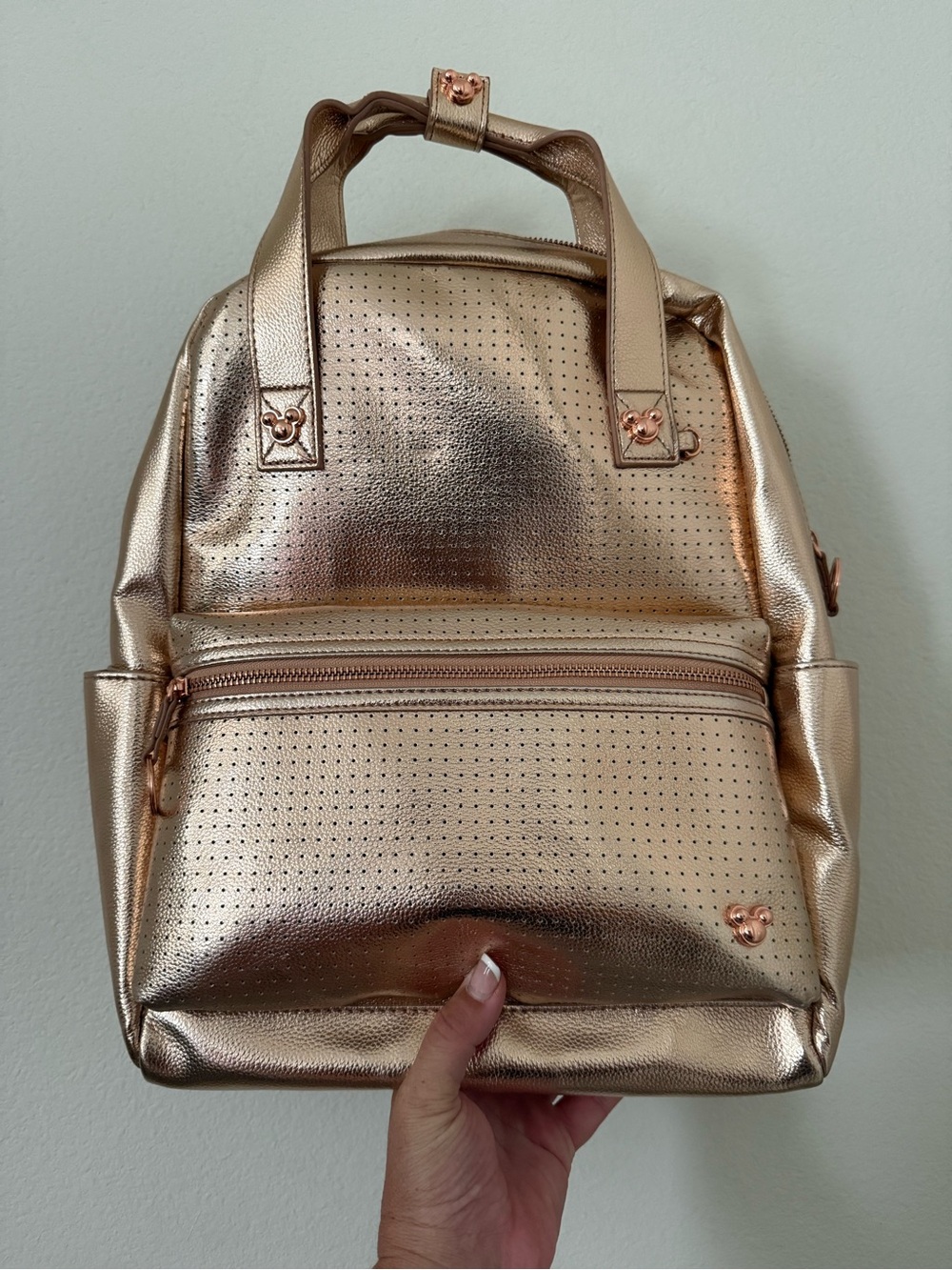 Disney Metallic Rose Gold Mini Backpack - Picture 1 of 2